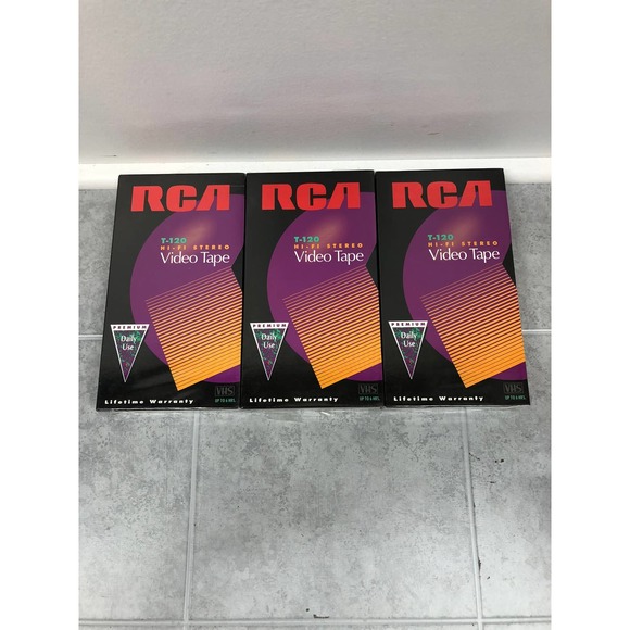 RCA T-120 Hi-Fi Stereo Video Tape VHS Blank Tapes Lot of 3 New Sealed - Picture 1 of 2